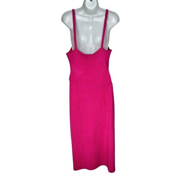 Staud Quartz Midi Slip Dress Party Cocktail Bodycon Metallic Peony Pink Large - Picture 16 of 16
